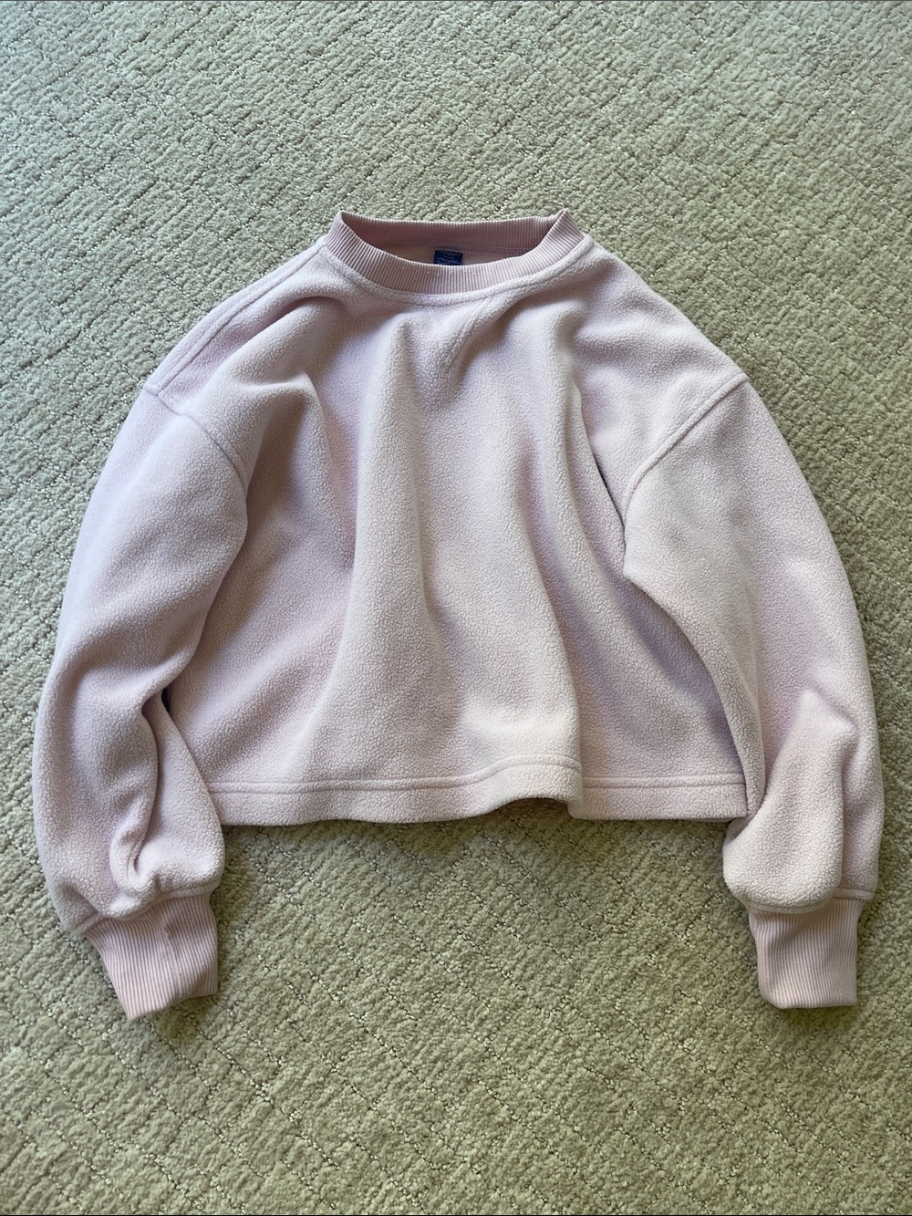 Cropped Light Pink Fleece Pullover size 8